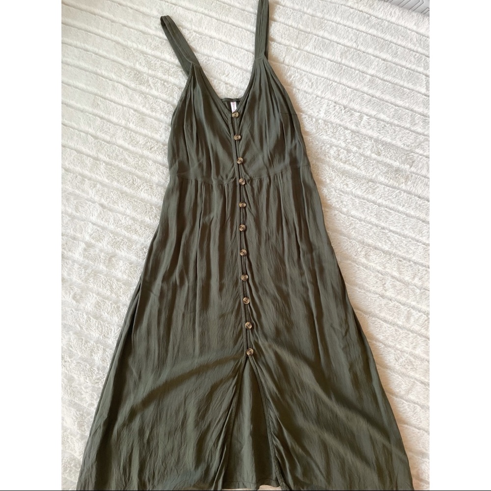 Xhilaration Olive Green Button Down Dress